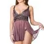 Coquette Purple Mesh and Metallic Lace Babydoll Set
