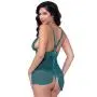 Seven 'til Midnight Emerald Lace and Mesh Babydoll Set
