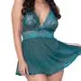 Seven 'til Midnight Emerald Lace and Mesh Babydoll Set