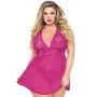 Seven 'til Midnight Plus Size Pink Lace and Mesh Babydoll Set Seven 'til Midnight Plus Size Pink Lace and Mesh Babydoll Set