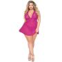 Seven 'til Midnight Plus Size Pink Lace and Mesh Babydoll Set