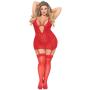 Seven 'til Midnight Plus Size Red Heart Mesh Chemise Set