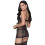 iCollection Sheer Black Lace-Up Chemise Set