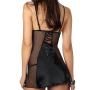 Beauty Night Black Satin and Lace Chemise