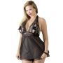 Cottelli Plus Size Black Peek-A-Boo Double-Layered Babydoll