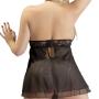 Cottelli Plus Size Black Peek-A-Boo Double-Layered Babydoll