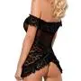 Obsessive Black Lace Off-the-Shoulder Babydoll