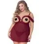 Seven 'til Midnight Plus Size Wine Open Cup Off-The-Shoulder Babydoll Seven 'til Midnight Plus Size Wine Open Cup Off-The-Shoulder Babydoll