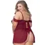 Seven 'til Midnight Plus Size Wine Open Cup Off-The-Shoulder Babydoll Seven 'til Midnight Plus Size Wine Open Cup Off-The-Shoulder Babydoll