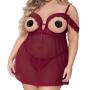 Seven 'til Midnight Plus Size Wine Open Cup Off-The-Shoulder Babydoll