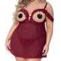 Seven 'til Midnight Plus Size Wine Open Cup Off-The-Shoulder Babydoll Seven 'til Midnight Plus Size Wine Open Cup Off-The-Shoulder Babydoll