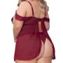 Seven 'til Midnight Plus Size Wine Open Cup Off-The-Shoulder Babydoll