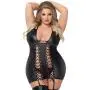 Seven 'til Midnight Plus Size Black Wet Look Lace-Up Chemise Seven 'til Midnight Plus Size Black Wet Look Lace-Up Chemise