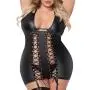 Seven 'til Midnight Plus Size Black Wet Look Lace-Up Chemise Seven 'til Midnight Plus Size Black Wet Look Lace-Up Chemise