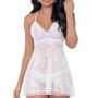 Escante White Lace and Mesh Layered Babydoll Set