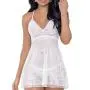 Escante White Lace and Mesh Layered Babydoll Set Escante White Lace and Mesh Layered Babydoll Set