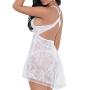 Escante White Lace and Mesh Layered Babydoll Set
