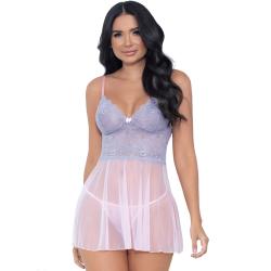 Escante Pink Lace and Mesh Babydoll Set 