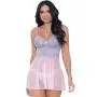 Escante Pink Lace and Mesh Babydoll Set 