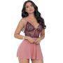 Escante Plum Lace and Mesh Babydoll Set 