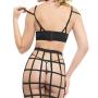 Adore by Allure Black Lace Bra and Cage Skirt Set