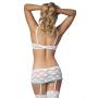 Exposed Luv 1/2 Cup White Floral Lace Bra and Suspender Set