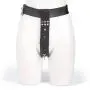 Bondage Boutique Deluxe Leather Female Chastity Belt with Dildo and Butt Plug