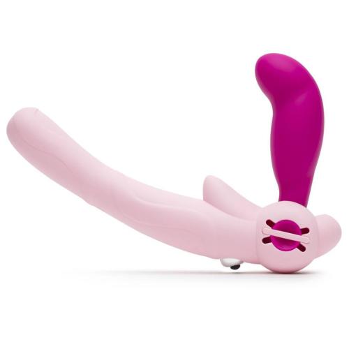 Worldgirl Double Delight Adjustable Pink Vibrating Strapless Strap-On