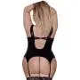Exposed Liquid Onyx Plus Size Cupless Merry Widow and G-String Set Exposed Liquid Onyx Plus Size Cupless Merry Widow and G-String Set
