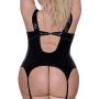 Exposed Liquid Onyx Plus Size Cupless Merry Widow and G-String Set