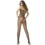 Rene Rofe Black Criss-Cross Strap Crotchless Fishnet Bodystocking