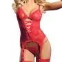 Seven 'til Midnight Midnight Affair Red Lace Basque Set