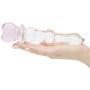 Crystal Heart Wavy Glass Dildo 6 Inch