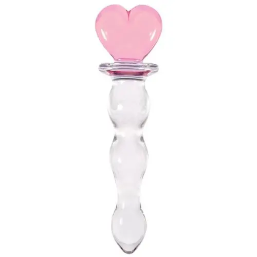 Crystal Heart Wavy Glass Dildo 6 Inch