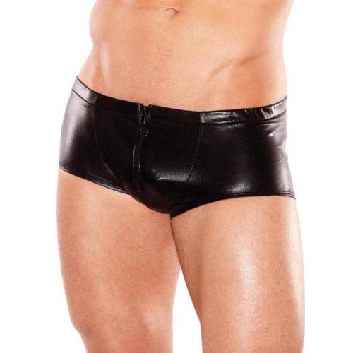 Zeus by Allure Fetishwear Wet Look Zip Boxers