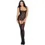 Dreamgirl Sheer Lace All-In-One Suspender Dress and Stockings