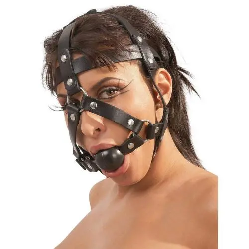 Zado Leather Head Harness and Medium Ball Gag Zado Leather Head Harness and Medium Ball Gag
