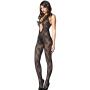 Music Legs Lace Crotchless Bodystocking with Keyhole Front