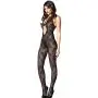 Music Legs Lace Crotchless Bodystocking with Keyhole Front