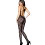 Music Legs Lace Crotchless Bodystocking with Keyhole Front