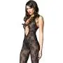 Music Legs Lace Crotchless Bodystocking with Keyhole Front