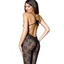 Music Legs Lace Crotchless Bodystocking with Keyhole Front