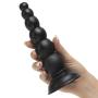 Beaded Black Anal Dildo with Suction Cup Base 6.5 Inch