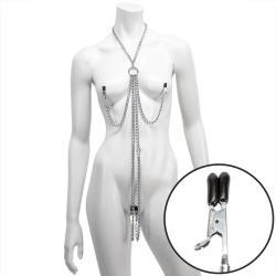 Metal Chain Harness with Nipple and Labia Clamps