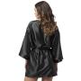 Worldgirl Short Black Satin Robe