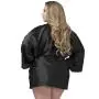 Worldgirl Plus Size Short Black Satin Robe