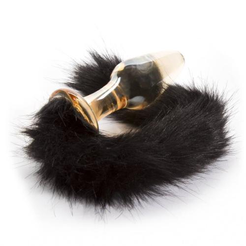 Glass Butt Plug with Faux Fur Tail Glass Butt Plug with Faux Fur Tail