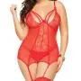 Seven 'til Midnight Plus Size Double Dare Red Basque Set Seven 'til Midnight Plus Size Double Dare Red Basque Set