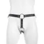 DOMINIX Deluxe Leather Anal Plug Harness with Cock Ring