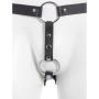 DOMINIX Deluxe Leather Anal Plug Harness with Cock Ring